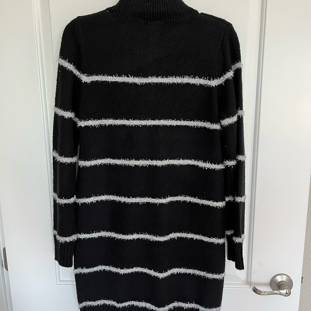 Knee high black holiday dress.